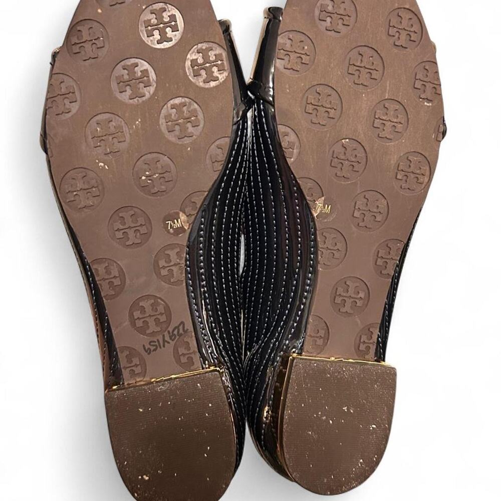 Tory Burch Patent Leather Peep-Toe Flats, Patent Leather, Plate Heel, Size 7.5 - Picture 5 of 6